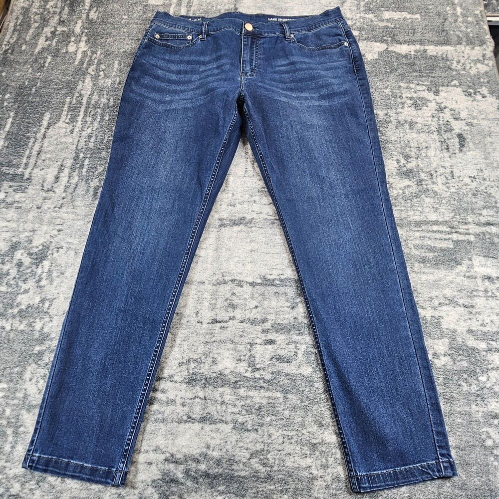 Mugsy Lake Shores Tapered Leg Jeans Men’s 38x32 Blue Stretch Denim Whiskers